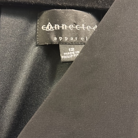 Connected Apparel Women's Lined Tea Length Dress  Black Mesh Over Black SZ 12 - Picture 5 of 6